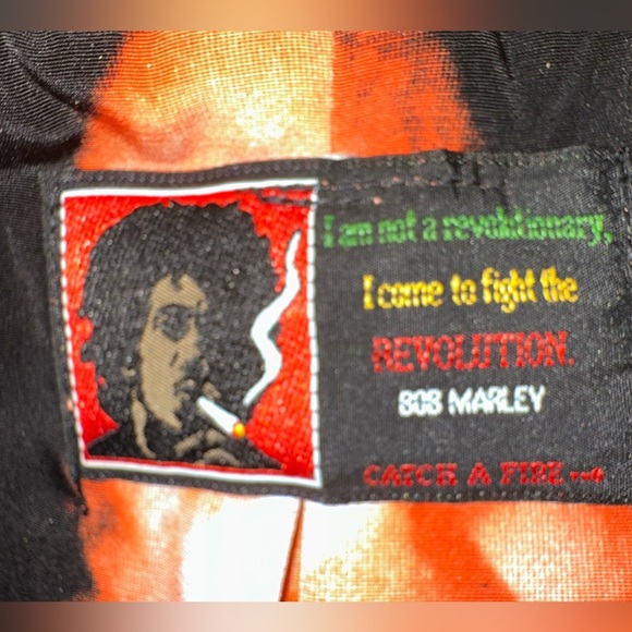 BOB MARLEY ONE OF A KIND Reworked Herringbone Blazer w Leather Patchwork - Picture 3 of 9